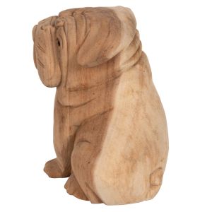 Floor decoration Dozer Hm7925 - bulldog made of soar wood in natural color 18x14x20cm