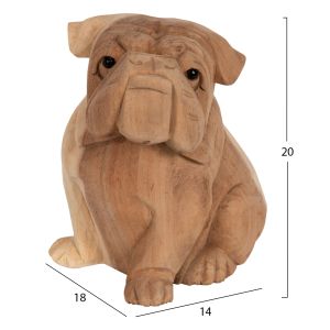 Floor decoration Dozer Hm7925 - bulldog made of soar wood in natural color 18x14x20cm