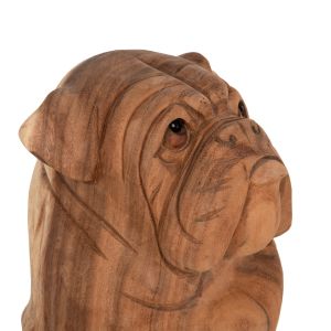 Floor decoration Dozer Hm7926 - bulldog made of soar wood in natural color 20x17x30cm