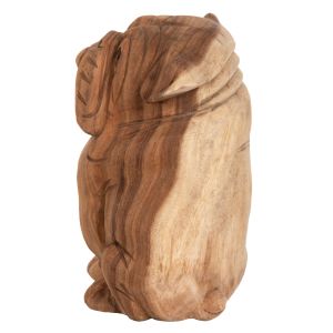 Floor decoration Dozer Hm7926 - bulldog made of soar wood in natural color 20x17x30cm