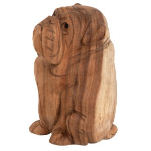 Floor decoration Dozer Hm7926 - bulldog made of soar wood in natural color 20x17x30cm