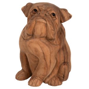 Floor decoration Dozer Hm7926 - bulldog made of soar wood in natural color 20x17x30cm