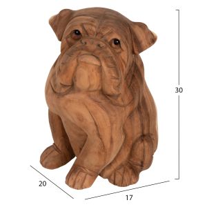 Floor decoration Dozer Hm7926 - bulldog made of soar wood in natural color 20x17x30cm