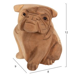 Bulldog floor decoration wood soirée 9x8x12ηcm Hm7923