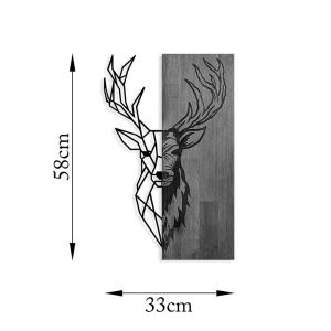 Deera wall decoration pine wood in natural color and black metal 33x3x58cm