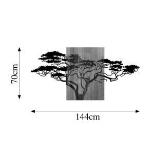 Wall decoration Efren pine wood in natural color and black metal 144x3x70cm