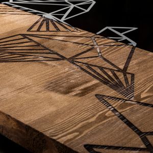 Wall decoration Perdon pine wood in natural color and black metal 30x3x60cm