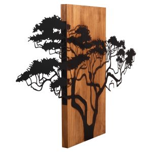 Декорация за стена дърво фигура Hm4648-метал-дърво 90x3(дебелина)x58hcm.