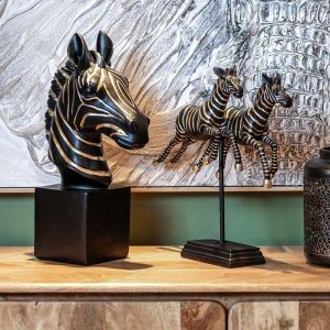 Decoration zebra black-gold 12.2x22x40.5cm