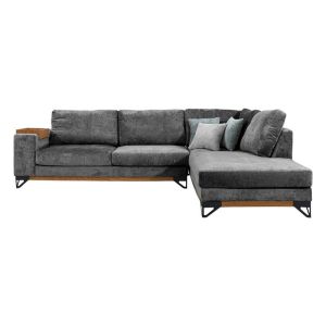 Right corner sofa Angelo in dark gray color, dimensions 300x230x95cm