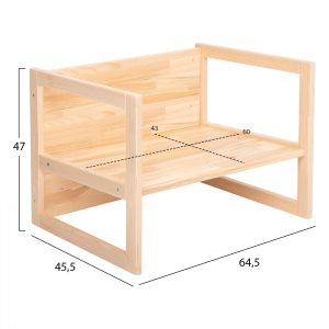 Children's wooden bench-table Miko Hm9289 natural 64.5x45.x47y cm.