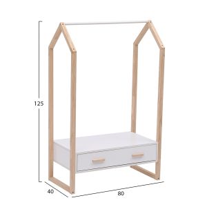 Детска закачалка с чекмедже Pepe Hm2492.03 меламин-борово дърво 80x40x125hcm.