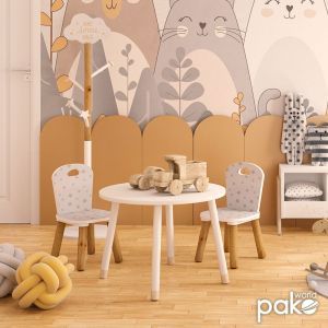 Children's table Playful white-natural D60x43.5cm