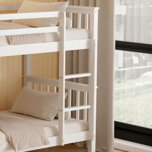 Children's double bed made of pine wood in white - for mattresses 190x90cm Hm682,03