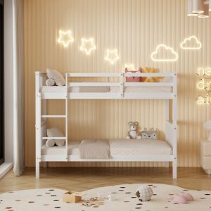 Children's double bed made of pine wood in white - for mattresses 190x90cm Hm682,03