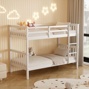 Children's double bed made of pine wood in white - for mattresses 190x90cm Hm682,03