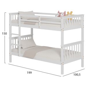 Children's double bed made of pine wood in white - for mattresses 190x90cm Hm682,03