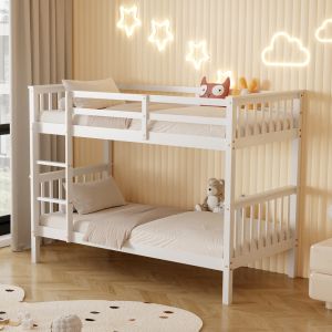 Children's double bed made of pine wood in white - for mattresses 190x90cm Hm682,03