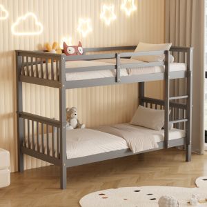 Children's double bed made of pine wood in gray - for mattresses 190x90cm Hm682.05