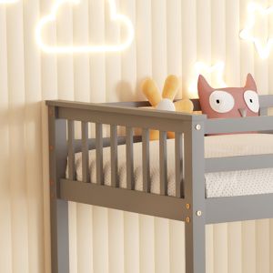 Children's double bed made of pine wood in gray - for mattresses 190x90cm Hm682.05