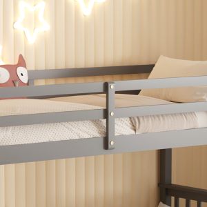Children's double bed made of pine wood in gray - for mattresses 190x90cm Hm682.05
