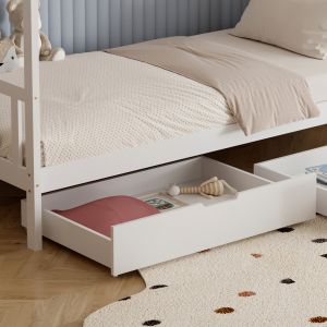Детско легло Klarice Montessori-2 чекмеджета бор масив в бяло- 190х90cm Hm680,03