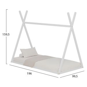 Детско легло Munk монтесори бор масив в бяло за матрак 190х90cm Hm681,03