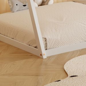 Детско легло Munk монтесори бор масив в бяло за матрак 190х90cm Hm681,03