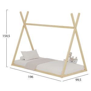 Детско легло Munk монтесори бор масив натурал за матрак 190х90cm Hm681,01