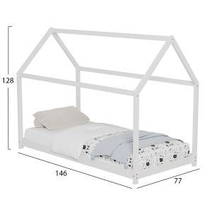 Детско легло Pepe Hm678,03 т, монтесори борово дърво масив в бяло- 140x70cm