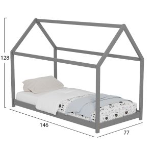 Детско легло Pepe Hm678,05 T,монтесори масив борово дърво в сиво- 140x70cm