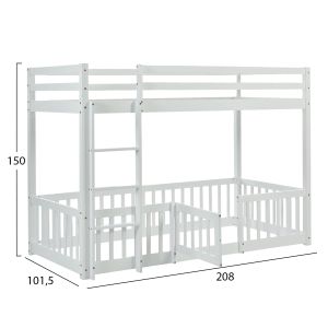 Детско легло Playkid с Playpark Hm703.03 борово дърво в бяло за 190x90см..
