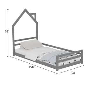 Детско легло къщичка монтесори бор масив в сиво- 190x90cm Hm676,05