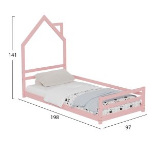 Детско легло къщичка монтесори масив борово дърво в розово- 190x90cm Hm676,06