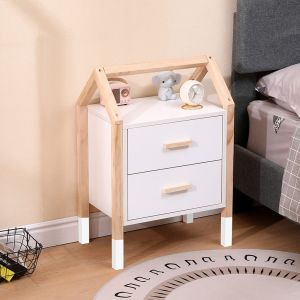 Children's bedside table Pepe Hm2489.03 white melamine-pine wood in natural color 46x30x67hcm.