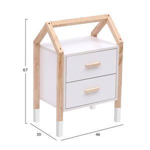Children's bedside table Pepe Hm2489.03 white melamine-pine wood in natural color 46x30x67hcm.