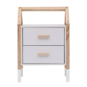 Children's bedside table Pepe Hm2489.03 white melamine-pine wood in natural color 46x30x67hcm.