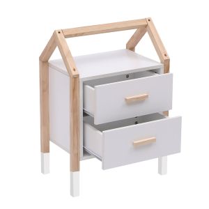 Children's bedside table Pepe Hm2489.03 white melamine-pine wood in natural color 46x30x67hcm.