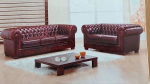 Диван 3 места Chesterfield естествена кожа антик кат,100-честърфийлд 230 х 90 х 75 см