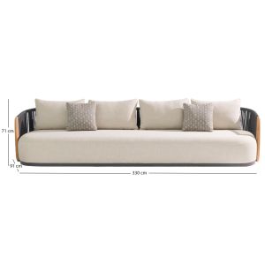 Sofa 4-seat Augustus Sm6459.01 gray aluminum and rope - beige olefin 330x91x71h