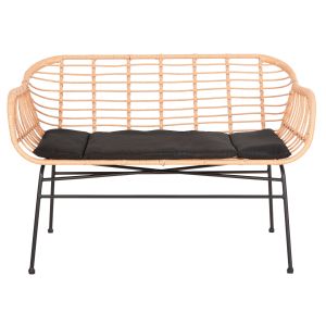 Sofa Allegra black metal-p,e, rattan in beige 120x62x80hcm Hm6077