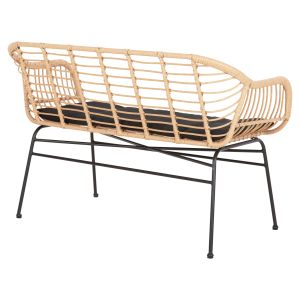 Sofa Allegra black metal-p,e, rattan in beige 120x62x80hcm Hm6077