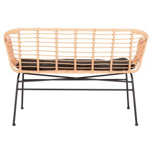 Sofa Allegra black metal-p,e, rattan in beige 120x62x80hcm Hm6077