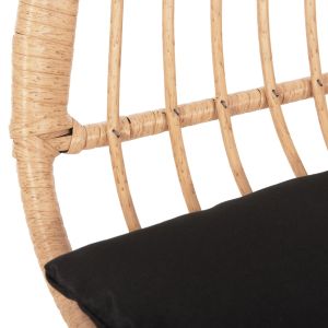 Sofa Allegra black metal-p,e, rattan in beige 120x62x80hcm Hm6077