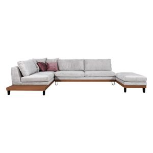 Диван Filippa ляв ъгъл Ice с розови възглавници 360x240см