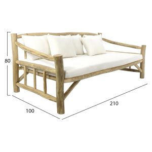 Sofa Hm9339 solid teak wood and ecru fabric 210x100x80h