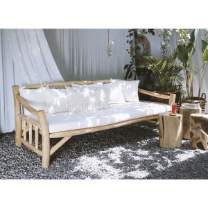 Sofa Hm9339 solid teak wood and ecru fabric 210x100x80h