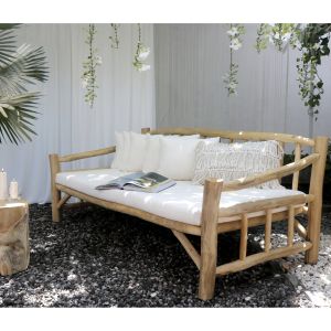 Sofa Hm9339 solid teak wood and ecru fabric 210x100x80h
