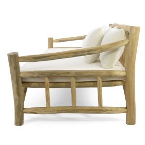 Sofa Hm9339 solid teak wood and ecru fabric 210x100x80h