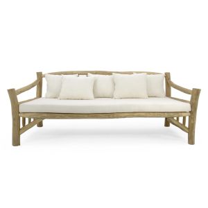 Sofa Hm9339 solid teak wood and ecru fabric 210x100x80h